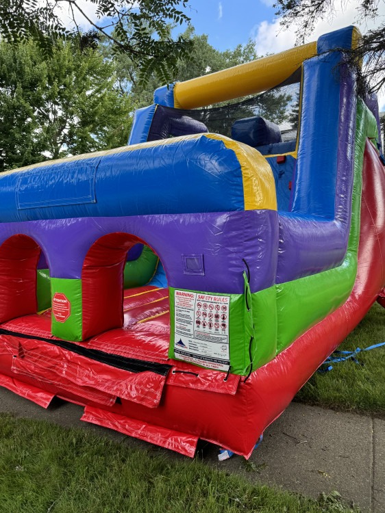 30' Retro Rainbow Inflatable Rock Climb Slide