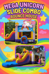 Mega Unicorn Inflatabler Slide Bounce House Combo with