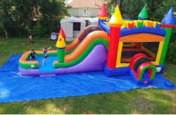 Mega Rainbow  slide bounce house