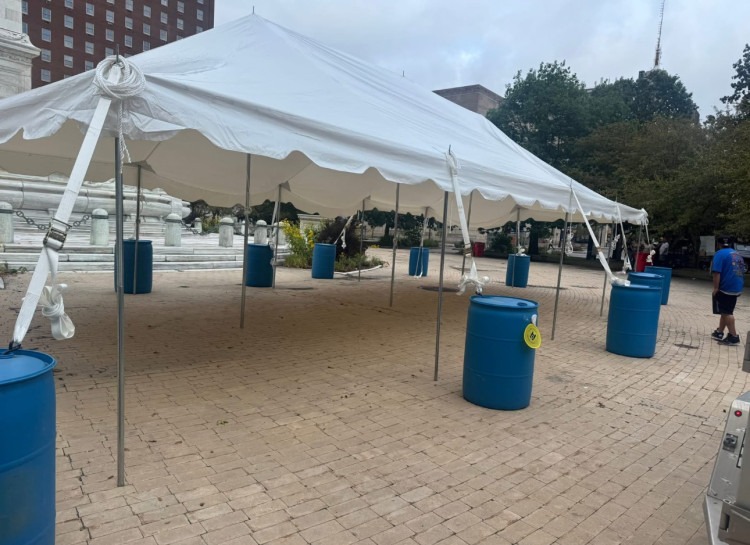 20x40 Pole Tent water barrels  12