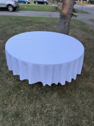 IMG 8248 1759616785 Round tables – 5’ tablecloth 90 inch- White