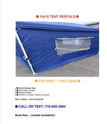🎪 10x10 Tent Rental with Side Walls (Windows Included)