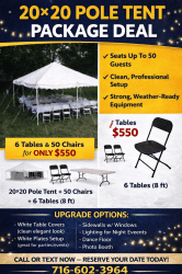 PACKAGE DEAL TENT TABLES CHAIRS