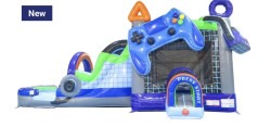 Video Game Mega Bounce House with Slide Combo
