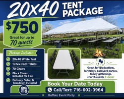 20X40 TENT  TABLES CHAIRS