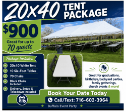 20X40 TENT  TABLES CHAIRS