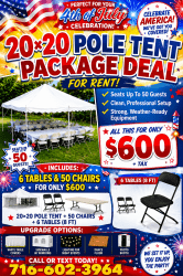 PACKAGE DEAL TENT TABLES CHAIRS